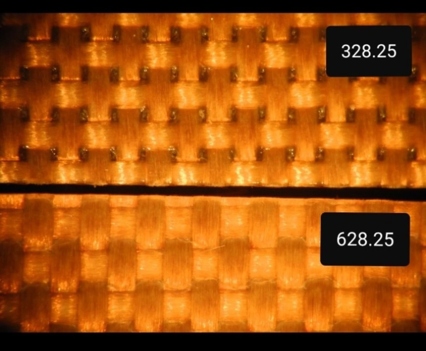 Comparative close-up of different PTFE coated fabric constructions